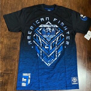 American Fighter Men's Black and Blue Short Sleeve Tee